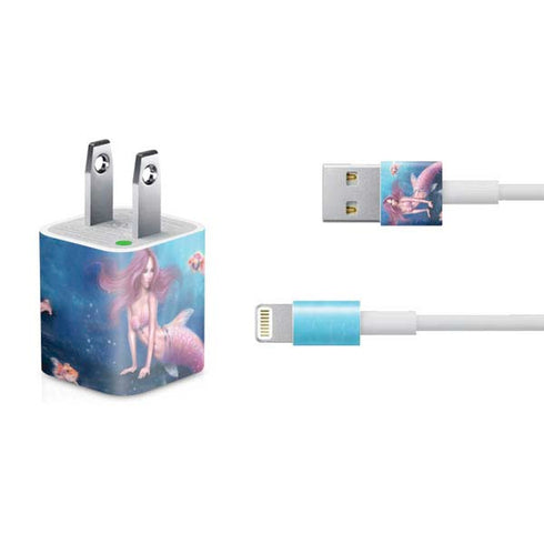 Rachel Anderson Aurelia Mermaid with Fish iPhone Charger (5W USB) Skin