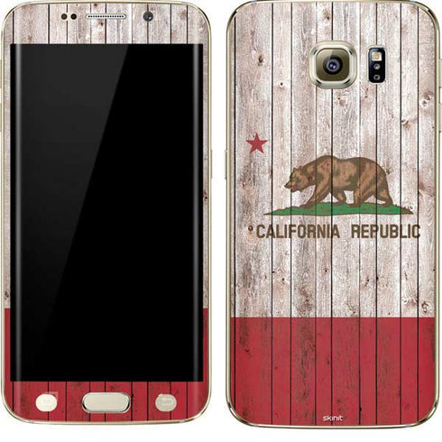 California Flag Dark Wood Galaxy S7 Edge Skin