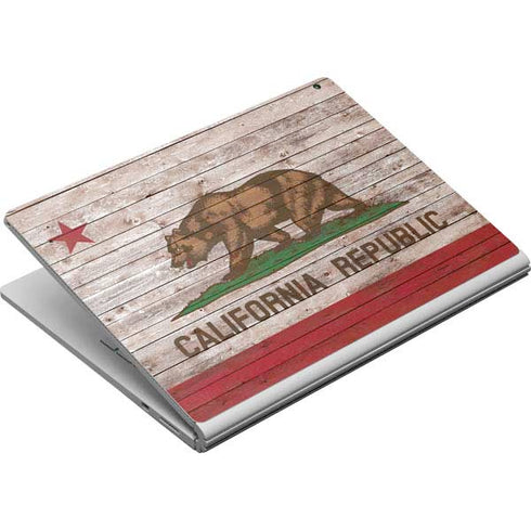 California Flag Dark Wood Surface Book Skin