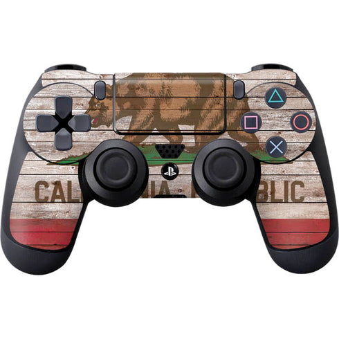 California Flag Dark Wood PS4 Controller Skin