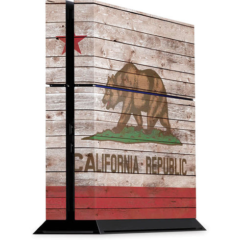 California Flag Dark Wood PS4 Console Skin