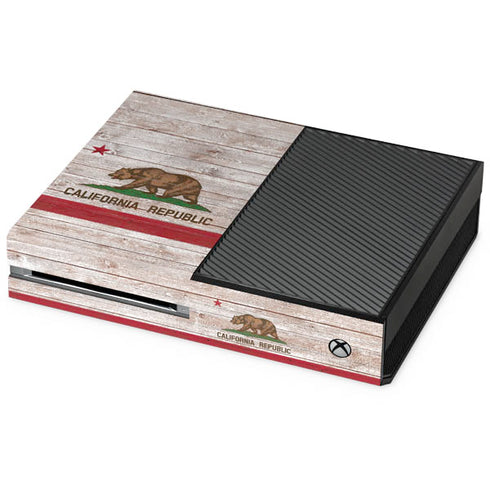 California Flag Dark Wood Xbox One Console Skin
