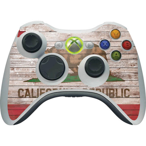 California Flag Dark Wood Xbox 360 Wireless Controller Skin