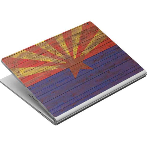 Arizona Flag Dark Wood Surface Book Skin