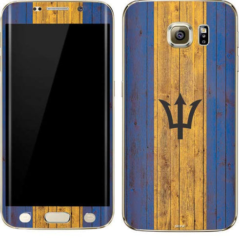 Barbados Flag Dark Wood Galaxy S7 Edge Skin