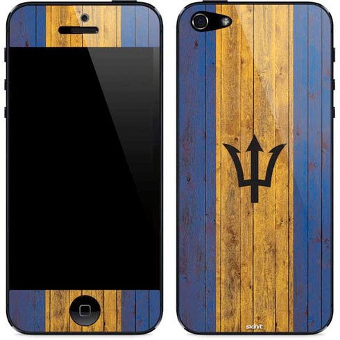 Barbados Flag Dark Wood iPhone 5/5s/5SE Skin