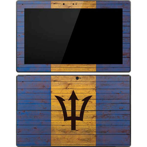 Barbados Flag Dark Wood Surface Pro Tablet Skin