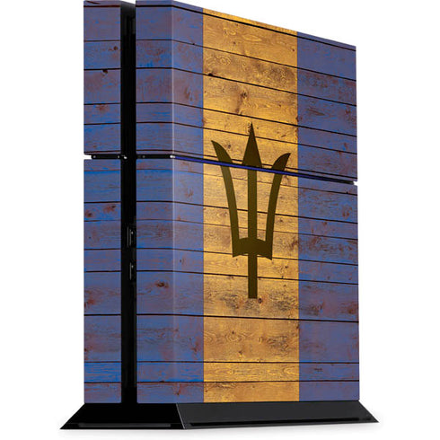 Barbados Flag Dark Wood PS4 Console Skin