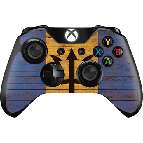 Barbados Flag Dark Wood Xbox One Controller Skin