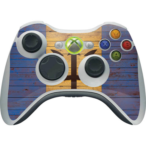 Barbados Flag Dark Wood Xbox 360 Wireless Controller Skin
