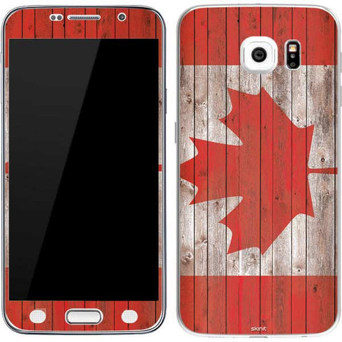 Canadian Flag Dark Wood Galaxy S7 Skin