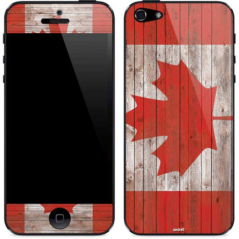 Canadian Flag Dark Wood iPhone 5/5s/5SE Skin