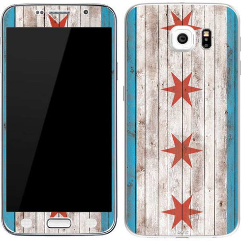 Chicago Flag Dark Wood Galaxy S7 Skin
