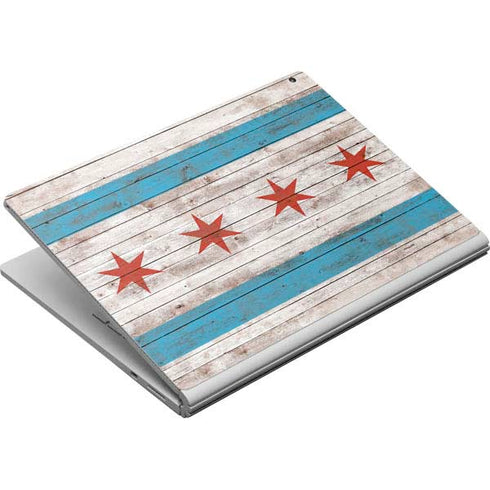 Chicago Flag Dark Wood Surface Book Skin