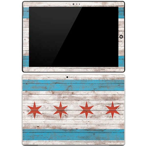 Chicago Flag Dark Wood Surface Pro 3 Skin