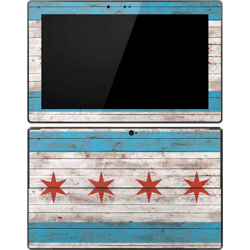 Chicago Flag Dark Wood Surface Pro Tablet Skin