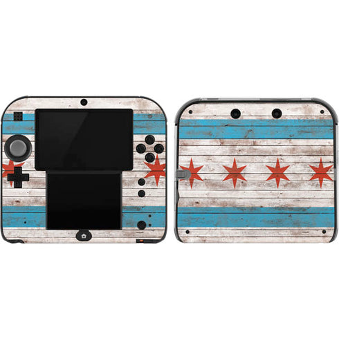 Chicago Flag Dark Wood Nintendo 2DS Skin