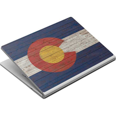 Colorado Flag Dark Wood Surface Book Skin