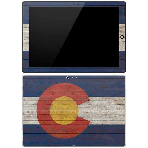 Colorado Flag Dark Wood Surface Pro 3 Skin