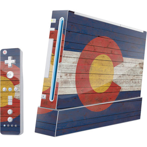 Colorado Flag Dark Wood Wii (Includes 1 Controller) Skin