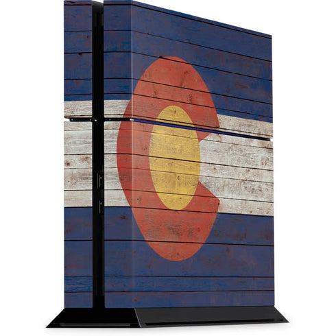 Colorado Flag Dark Wood PS4 Console Skin