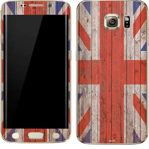 United Kingdom Flag Dark Wood Galaxy S7 Edge Skin