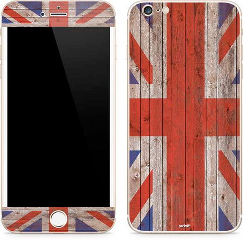 United Kingdom Flag Dark Wood iPhone 6/6s Plus Skin