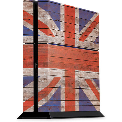 United Kingdom Flag Dark Wood PS4 Console Skin