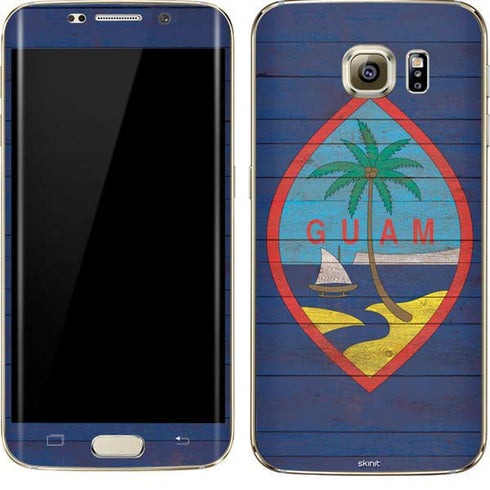 Guam Flag Dark Wood Galaxy S7 Edge Skin