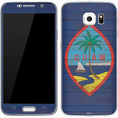 Guam Flag Dark Wood Galaxy S7 Skin