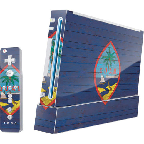 Guam Flag Dark Wood Wii (Includes 1 Controller) Skin