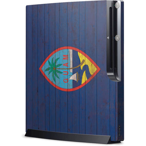 Guam Flag Dark Wood Playstation 3 & PS3 Slim Skin
