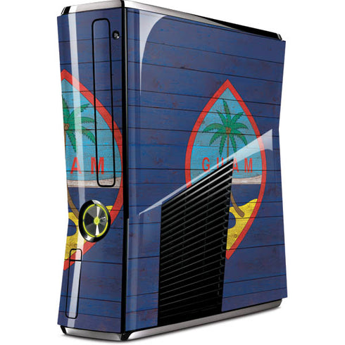 Guam Flag Dark Wood Xbox 360 Slim (2010) Skin