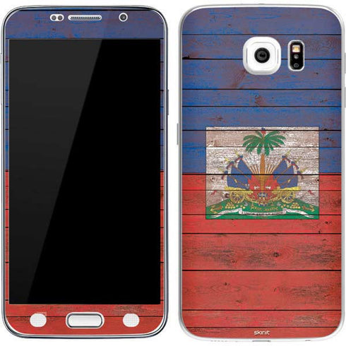 Haiti Flag Dark Wood Galaxy S7 Skin