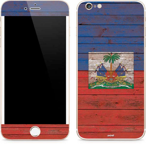 Haiti Flag Dark Wood iPhone 6/6s Plus Skin