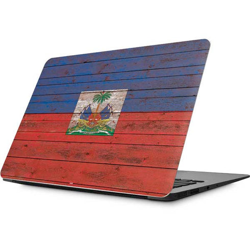 Haiti Flag Dark Wood Apple MacBook Skin