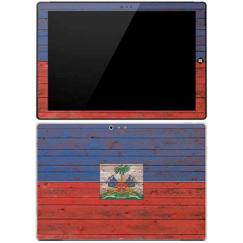 Haiti Flag Dark Wood Surface Pro 3 Skin
