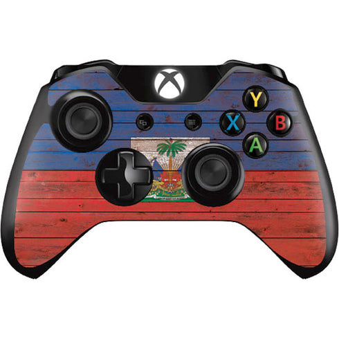 Haiti Flag Dark Wood Xbox One Controller Skin