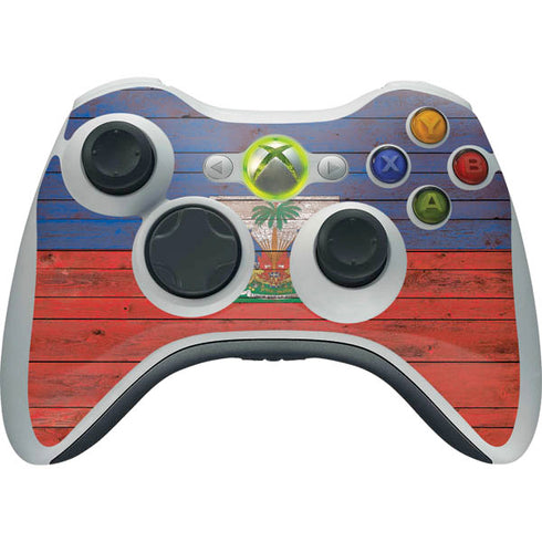 Haiti Flag Dark Wood Xbox 360 Wireless Controller Skin