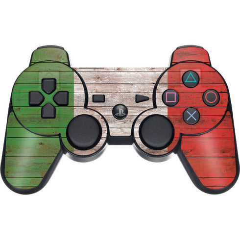 Italian Flag Dark Wood PS3 Dual Shock wireless controller Skin