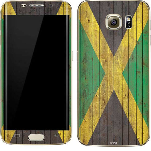 Jamaican Flag Dark Wood Galaxy S7 Edge Skin