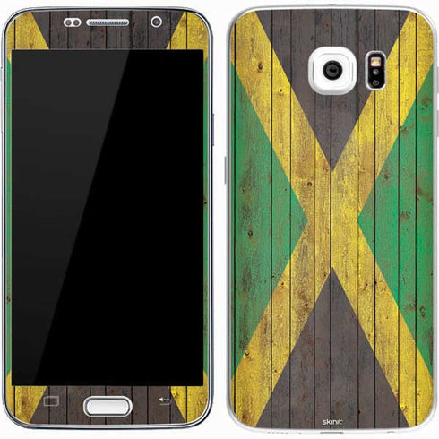 Jamaican Flag Dark Wood Galaxy S7 Skin