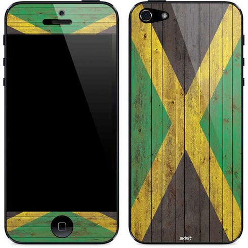 Jamaican Flag Dark Wood iPhone 5/5s/5SE Skin