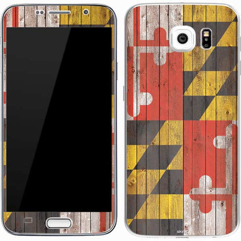Maryland Flag Dark Wood Galaxy S7 Skin