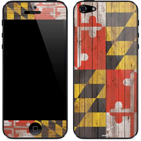 Maryland Flag Dark Wood iPhone 5/5s/5SE Skin