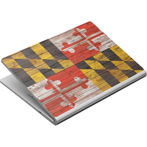 Maryland Flag Dark Wood Surface Book Skin