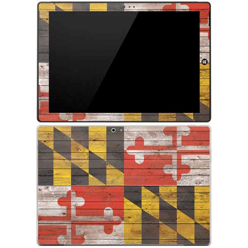 Maryland Flag Dark Wood Surface Pro 3 Skin