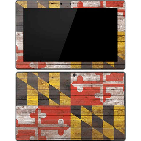Maryland Flag Dark Wood Surface Pro Tablet Skin