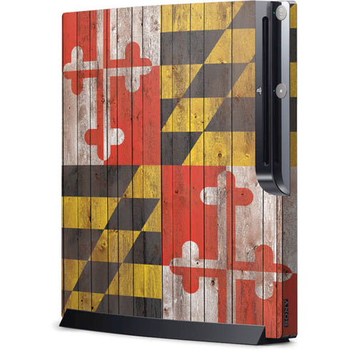 Maryland Flag Dark Wood Playstation 3 & PS3 Slim Skin