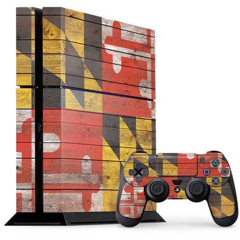 Maryland Flag Dark Wood PS4 Console and Controller Bundle Skin
